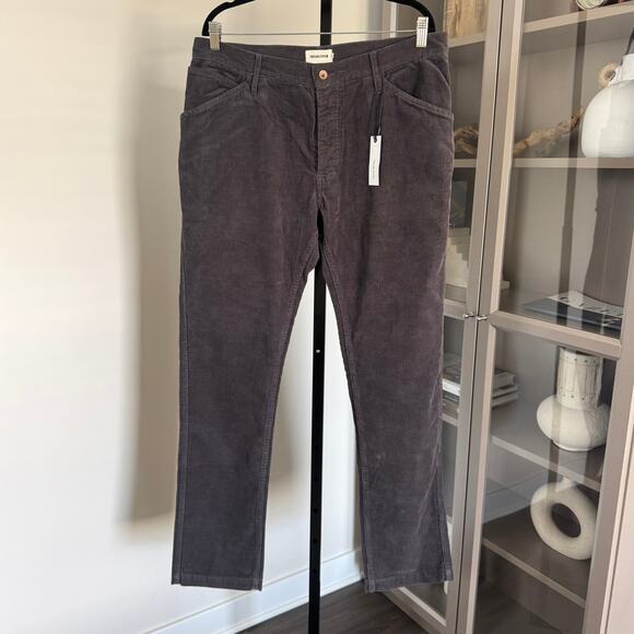 Taylor Stitch The Camp Charcoal Corduroy Pants 36 NEW Straight Organic Cotton - Picture 2 of 6